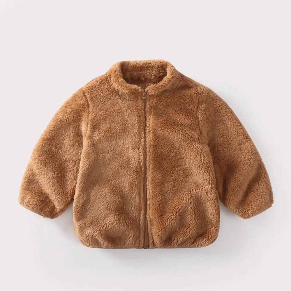Einfarbig Mode Kinder Plüsch Mantel Herbst Winter Warme Baby Mädchen Junge Casual Jacke Mantel Kinder Kleidung Kleinkind Oberbekleidung