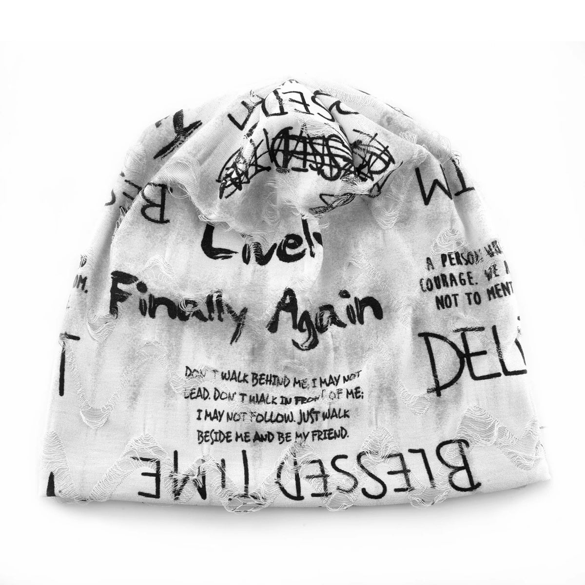Beanie-Mütze mit Buchstaben-Aufdruck für Damen und Herren, Vintage-Design im Distressed-Look  Wasteland Style Frühling Sommer Warmer, mit Fleece gefütterter Winter