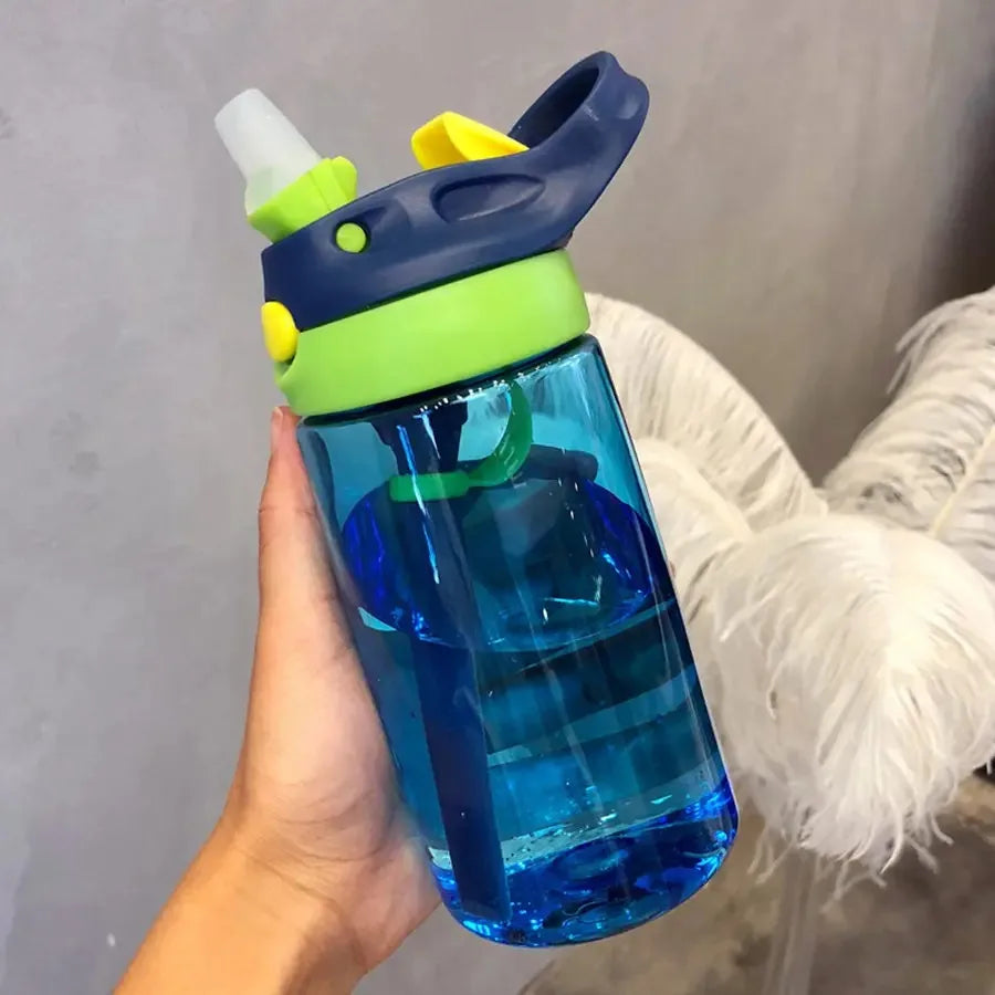 480 ml Baby-Fütterungsbecher, auslaufsichere Wasserflasche mit Strohhalm, tragbar, für Reisen, Fitnessstudio, Camping, Flasche, Safttrinkflasche für Kinder