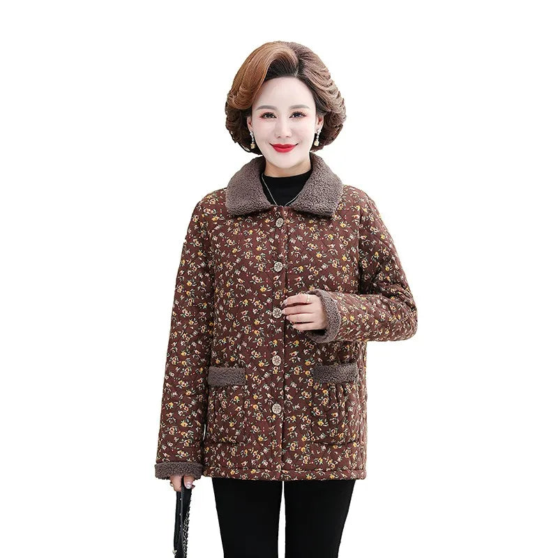 Mutter Winter Baumwolle Kleidung Plüsch Dicke Warme Gepolsterte Mantel Mittleren Alters Mutter Casual Parkas Ältere Oma Jacke