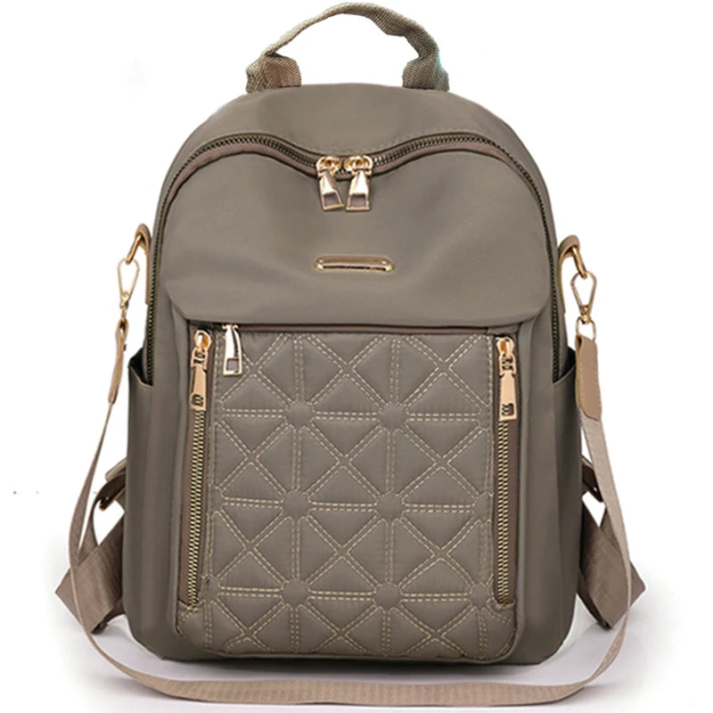 Eleganter Damenrucksack mit geprägtem Muster, gepolsterter Riemen, diebstahlsicherer Rucksack, geeignet für Schule und kurze Reisen