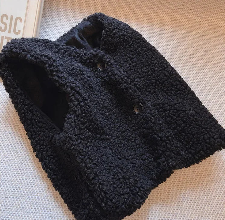 Herbst Winter Baby Lamm Wolle Plus Samt Weste Mädchen Jungen Plüsch Weste Einreiher V-ausschnitt Kind Warme Mode Warme Mantel