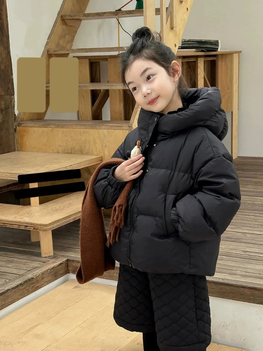 3 4 5 6 8 10 12 Jahre Mädchen Jacke Herbst Winter Neue Einfarbig Dicke Warme Mit Kapuze Zipper Mantel für Teen Kinder Daunen Baumwolle Outwear