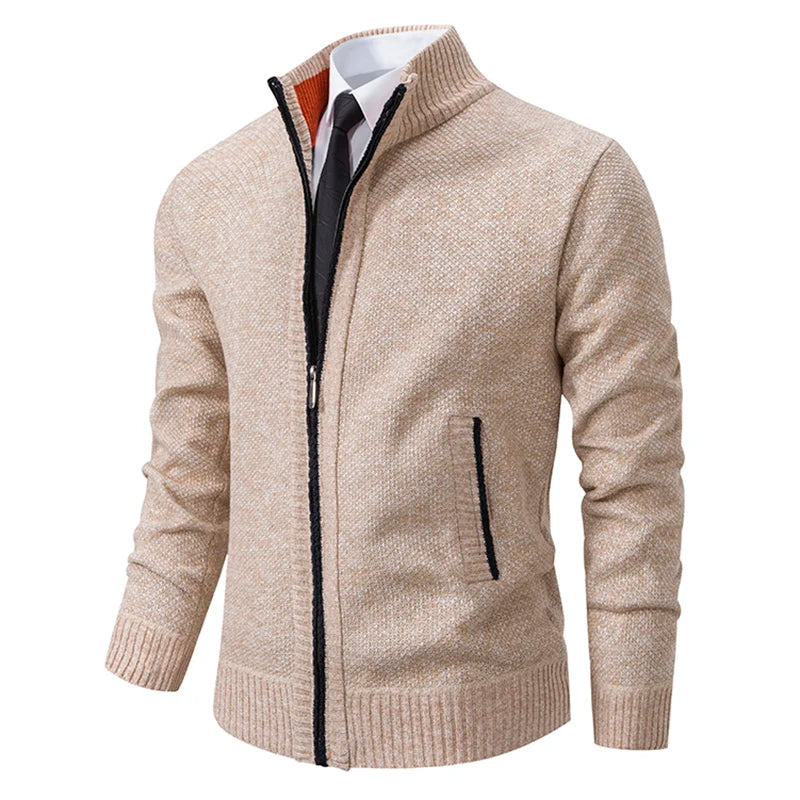 Herbst Und Winter New Jersey männer Casual Sport Mantel Einfarbig Stehkragen Wullover Greifen Fleece Warm Zipper Strickjacke