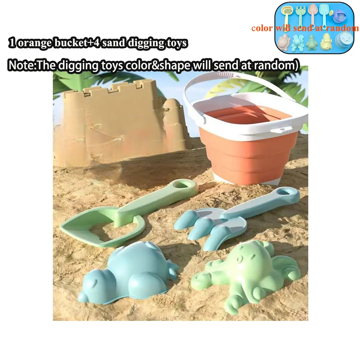 11/5/1 PCS Strand Sand Spielen Wasser Set Klapp Eimer Sommer Spielzeug für Kinder Kinder Outdoor Spiel sandkasten Zubehör Farbe Zufällig