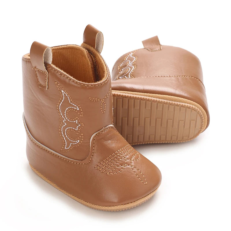 Winterstiefel für Babys, Jungen und Mädchen, 0–12 Monate, Western-Denim, Lauflernschuhe, warm, lässig, modisch
