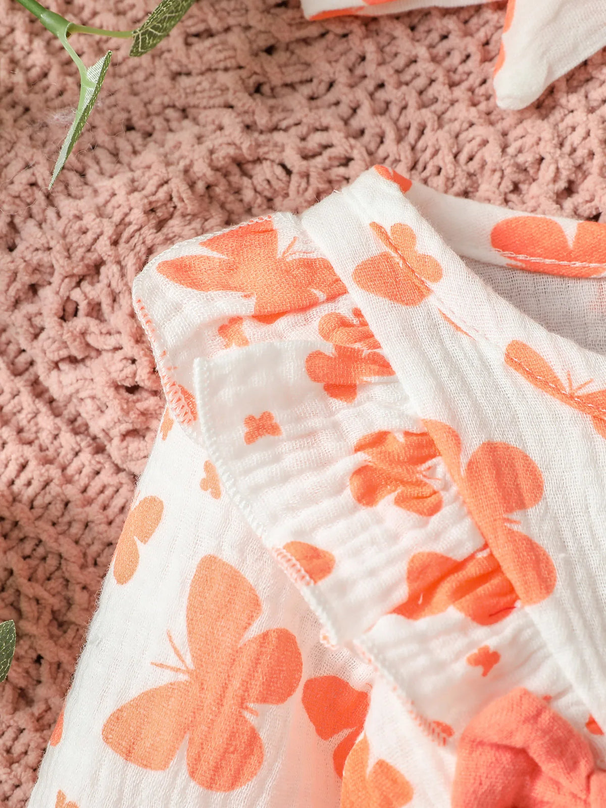 Baby-Mädchen-Overall für alle Jahreszeiten, langärmelig, mit Blumenmuster und Schleife, täglicher Overall für Neugeborene, 6 Monate Kleidung + Stirnband