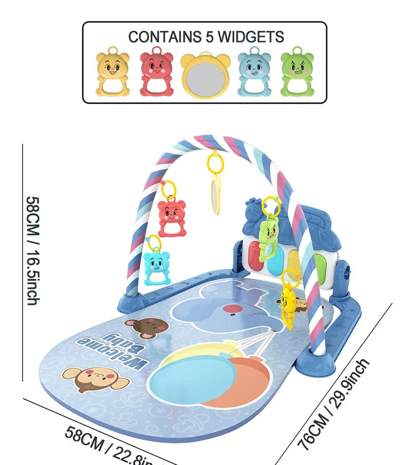 Baby Music Activity Gym Carpet Play Mat Newborn Rug Pedal Piano Keyboard Infant Fitness Rack Playmat Crawling Game Pad Toy Gift