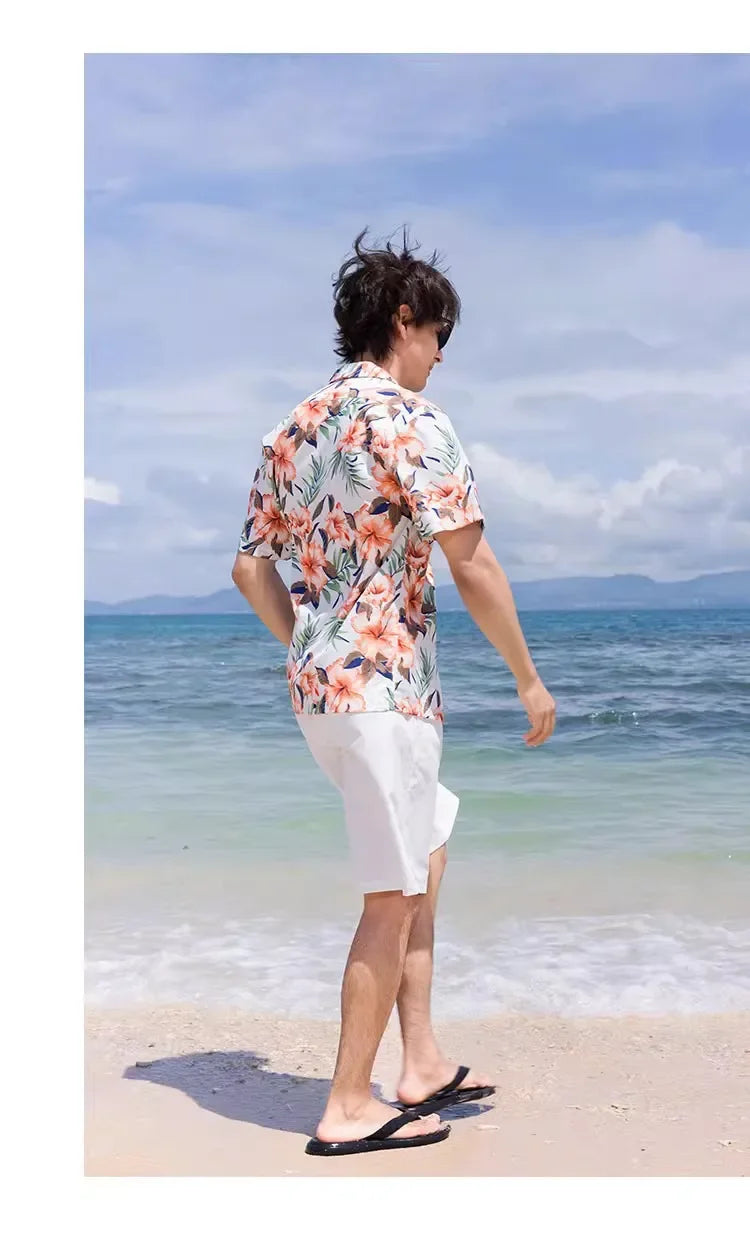 Family Look Vacation Beachwear Mother Daughter Sleeveless Dress Dad Son Matching Floral Shirt Set Parent-Child Holiday Outfits