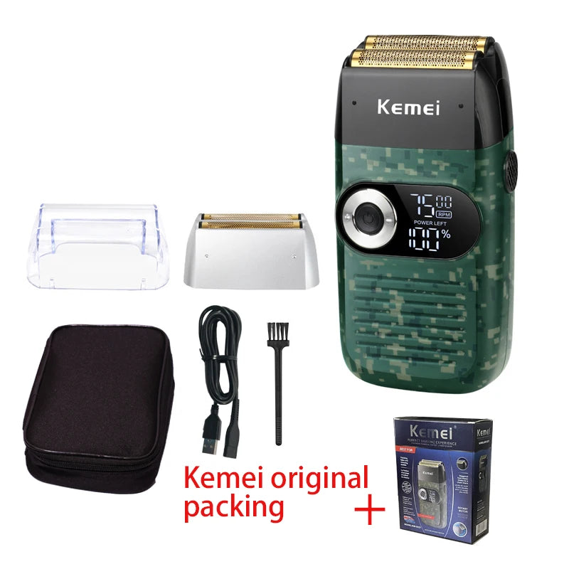 Kemei Electric Shaver for Men Rechargeable Beard Trimmer Electric Razor Floating Barber Hair Clipper Facial Care Shaving Machine