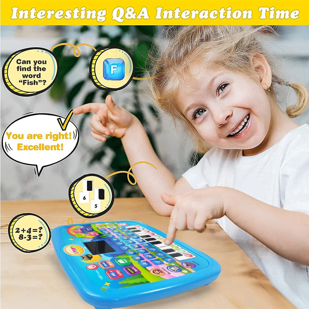 Bildungstablett-Spielzeug für Kinder, Alphabetisierung ab 3 Jahren, Mathematik, Musiklernen, Doppel als elektronische Tastatur, Geburtstags-Weihnachtsgeschenk