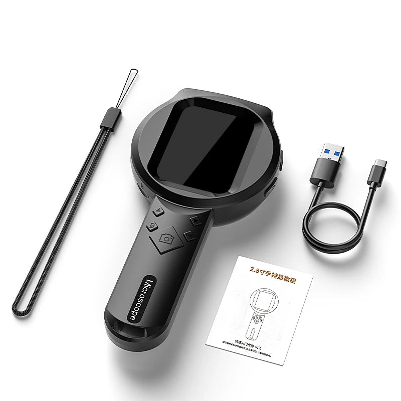 2.8'' IPS Digital Magnifier HD 1080P 100X Portable Microscope Handheld Magnifying for Electronics Repair Jewelry Inspection