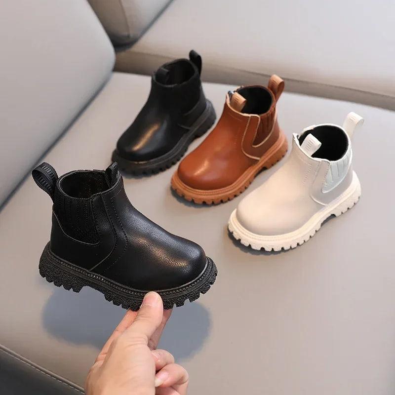 Kinder Kurze Stiefel Mode Jungen Schuhe Herbst Winter Leder Kinder Stiefel Rutschfeste Kleinkind Mädchen Stiefel Kleinkind Schneeschuhe