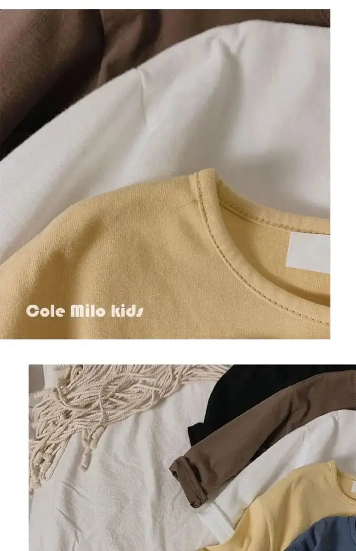 Herbst Winter Junge Mädchen Kinder solide lange Ärmel Bottom ing Shirt Kind lose T-Shirt Retro Baby Baumwolle Tops Kleinkind lässig T-Shirts