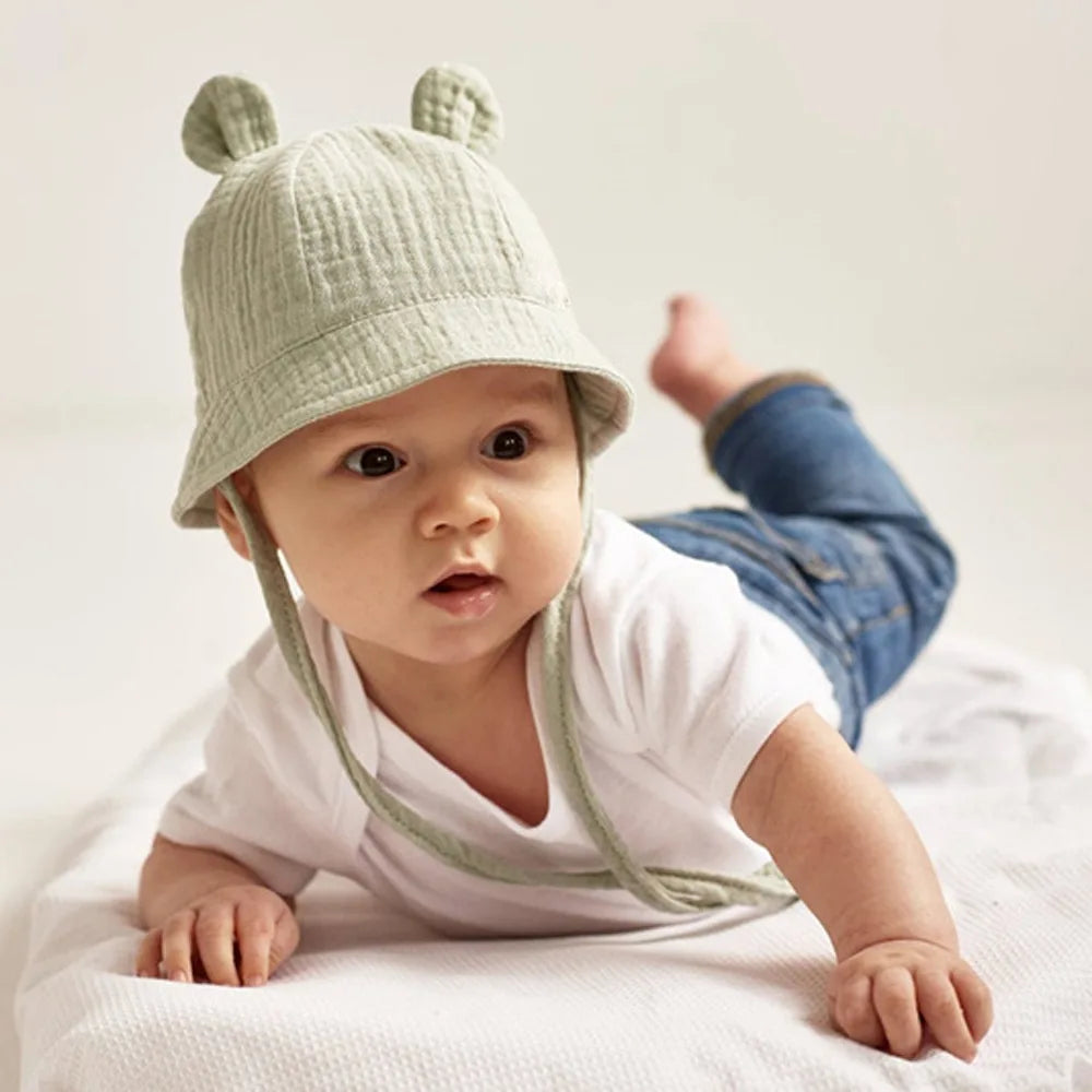 Musselin Baby Sommer Hut Neugeborenen Kappe Baumwolle Baby Sonnenhüte für Mädchen Jungen Säugling Eimer Hut für Kleinkind Zubehör 3-12M
