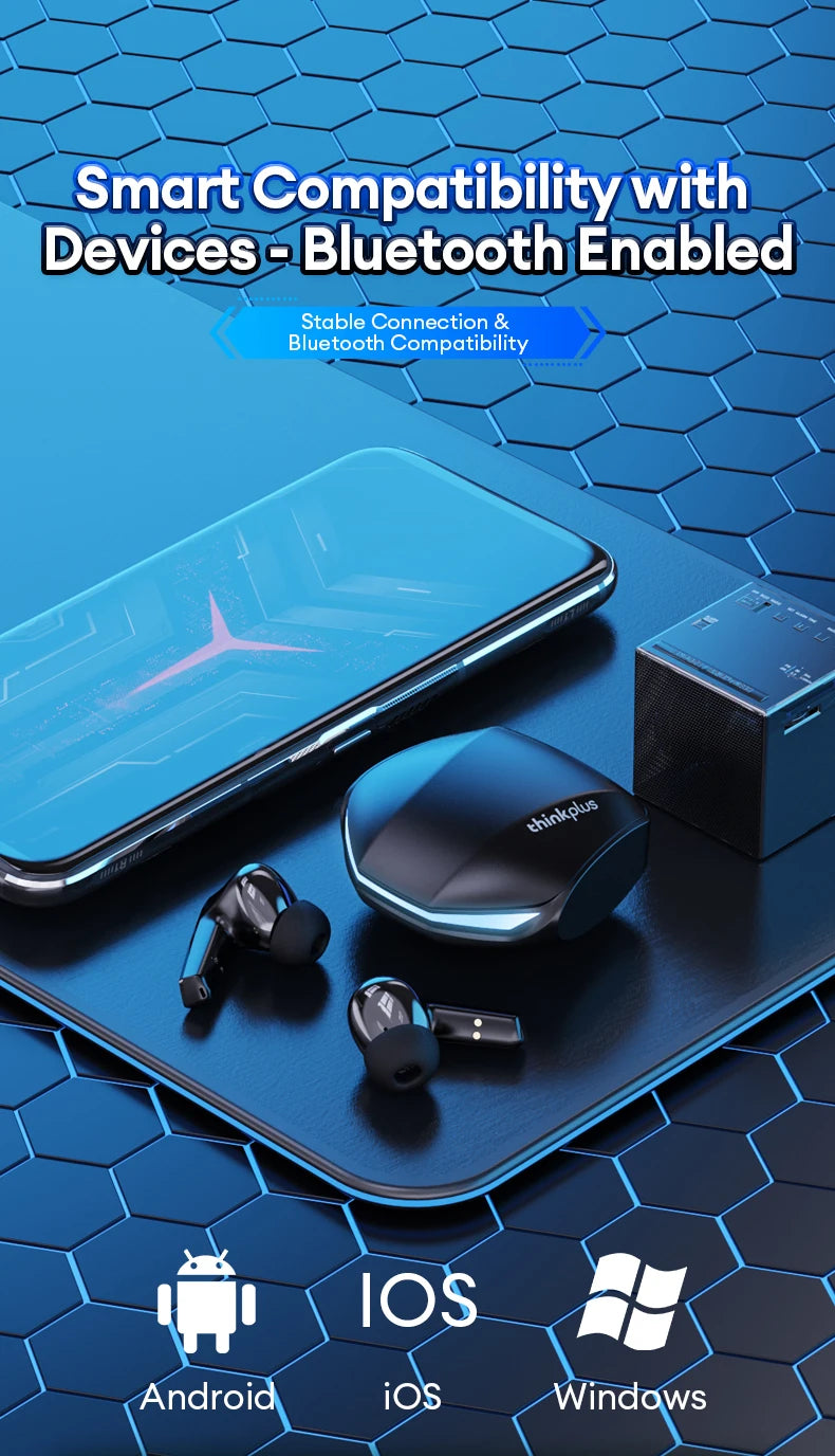 Original Lenovo GM2 Pro TWS Bluetooth 5.3 Kopfhörer Dual Modi Musik Spiel Ohrhörer HD Anrufe mit integrierten 2 Mikrofone Sport Kopfhörer