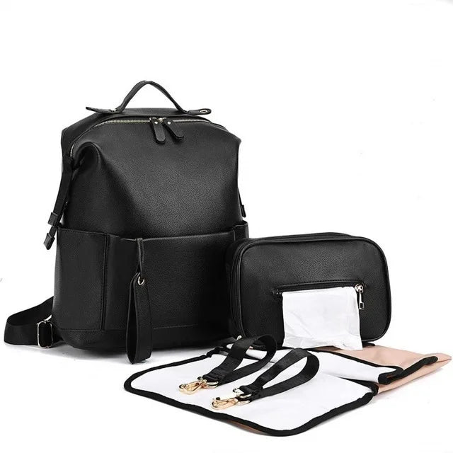 Mama Tasche Pu Mama Rucksack Mutter Baby Haut Leder Doppel Schulter Tasche Baby Windel Tasche Baby Reise Lagerung Tasche Kinderwagen Tasche