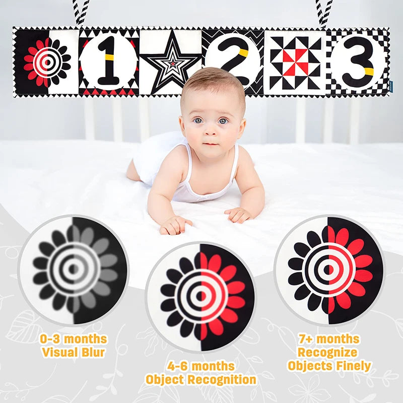 Baby-Stoffbuch, Spielzeug, Schwarz, Weiß, Aktivität, sensorische Bücher, Babys, Kinder, frühe Entwicklung, Montessori-Spielzeug, 0–12 Monate, Kleinkind-Geschenke
