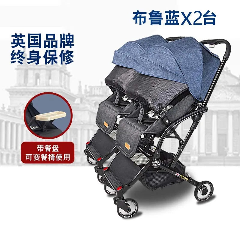 Kinderwagen für Neugeborene, leicht, faltbar, abnehmbar, sitzend und liegend, High-View-Baby-Doppelkinderwagen