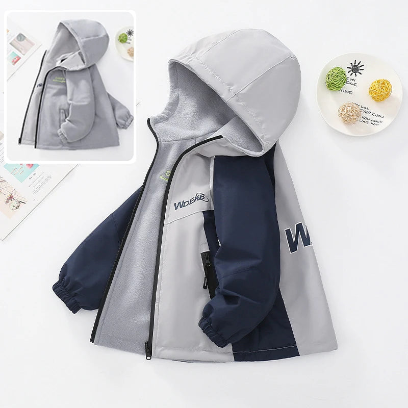 2025 neue Herbst Winter Jungen Fleece Jacke Doppelseitige Tragen Kind Winddicht Oberbekleidung Mantel für 4-14 Jahre Teenager Outdoor Kleidung