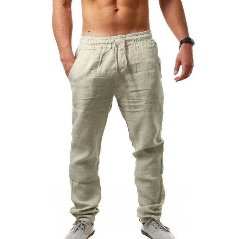 2024 frühling Leinen Breite Männer Hosen Koreanische Hosen Oversize Baumwolle Streetwear Männlichen Neue Yoga Hosen Casual Männer Kleidung Jogginghose