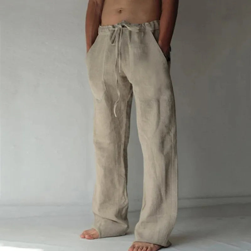 2024 frühling Leinen Breite Männer Hosen Koreanische Hosen Oversize Baumwolle Streetwear Männlichen Neue Yoga Hosen Casual Männer Kleidung Jogginghose