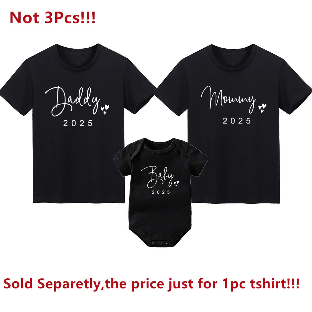 Funny Baby Dad 2022 Family Matching Outfits Simple Pregnancy Announcement Family Look T-Shirt Baby Dad Matching Clothes