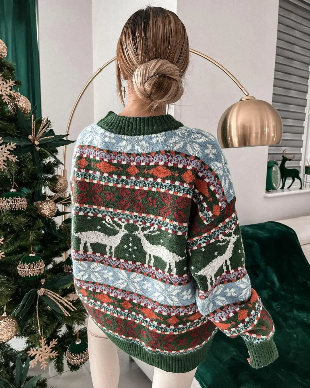Autumn Pullover Damen Round Neck Long Sleeve Christmas Date Outdoor Vielseitiger Pullover Print Sweater Ropa De Invierno Para Mujer