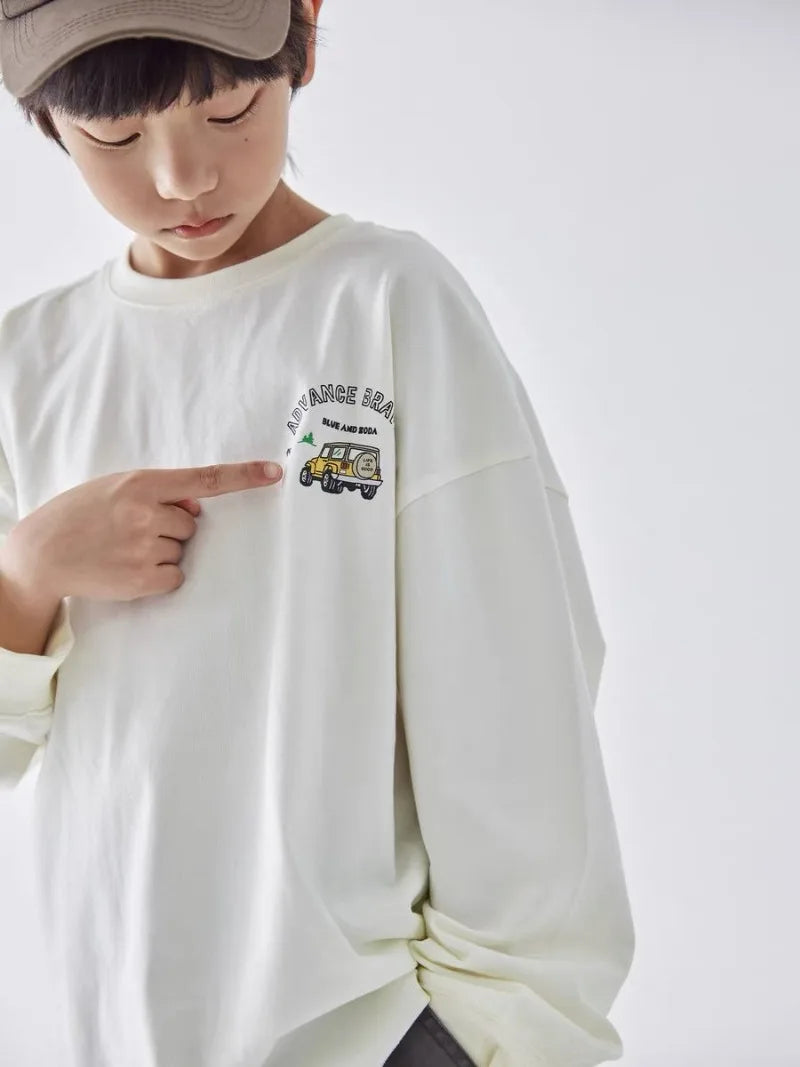 Langarm-T-Shirt mit lustigem Aufdruck, lockere übergroße Kinder-T-Shirts für Kinder, Kinderkleidung von 8 bis 12 Jahren, Jungen-Top-Kleidung