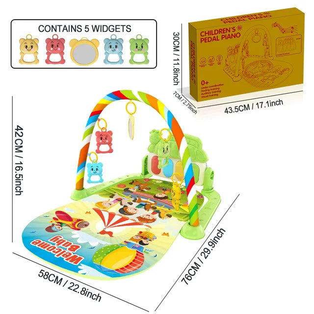 Baby Music Activity Gym Carpet Play Mat Newborn Rug Pedal Piano Keyboard Infant Fitness Rack Playmat Crawling Game Pad Toy Gift