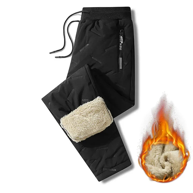 Winter Sweatwear Männer Plüsch Dicke Fleece Sweatpant Lammwolle Thermo Hosen Casual Hosen Wasserdicht Winddicht Warme Baumwolle Hosen
