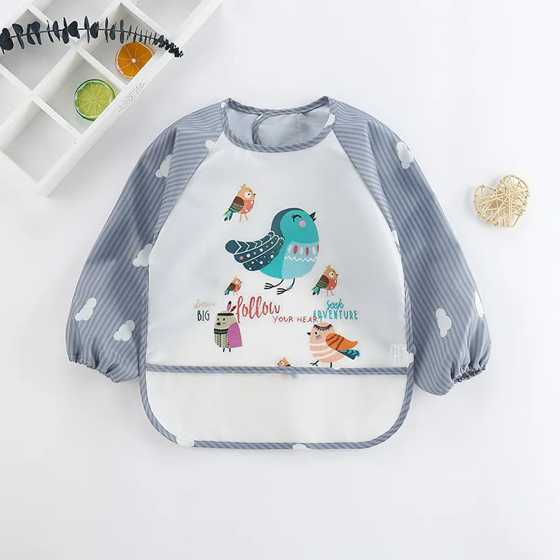 Wasserdichte Volle Hülse Baby Lätzchen Kinder Schürze Langarm Fütterung Kittel Kinder Essen Brust Platte Säuglings Schal Kleidung
