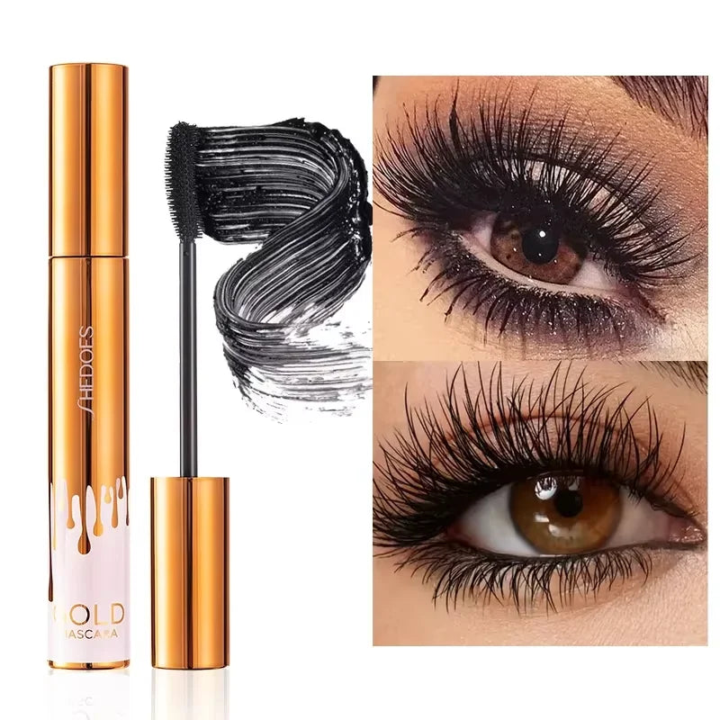 3D Mascara Verlängerung Schwarz Wimpern Wimpern Verlängerung Wimpern Pinsel Schönheit Make-Up Langlebige Gold Farbe Mascara