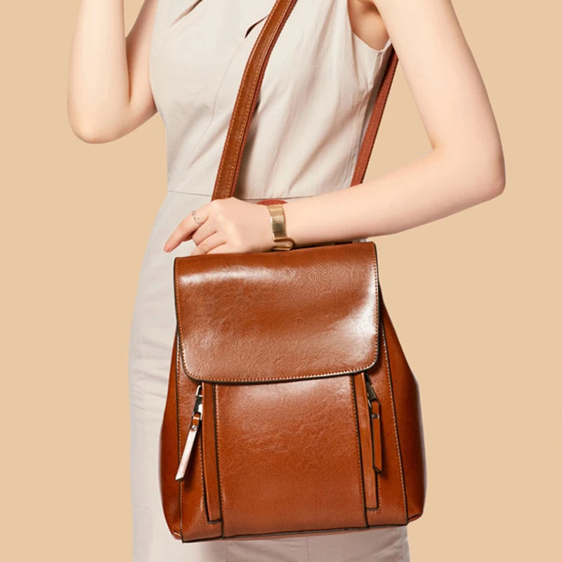 Frauen Rucksack Kreuz körper Schulter Tasche Aus Echtem Leder Mädchen Schule Weibliche Natürliche Haut Buch Laptop Rucksack Messenger Taschen