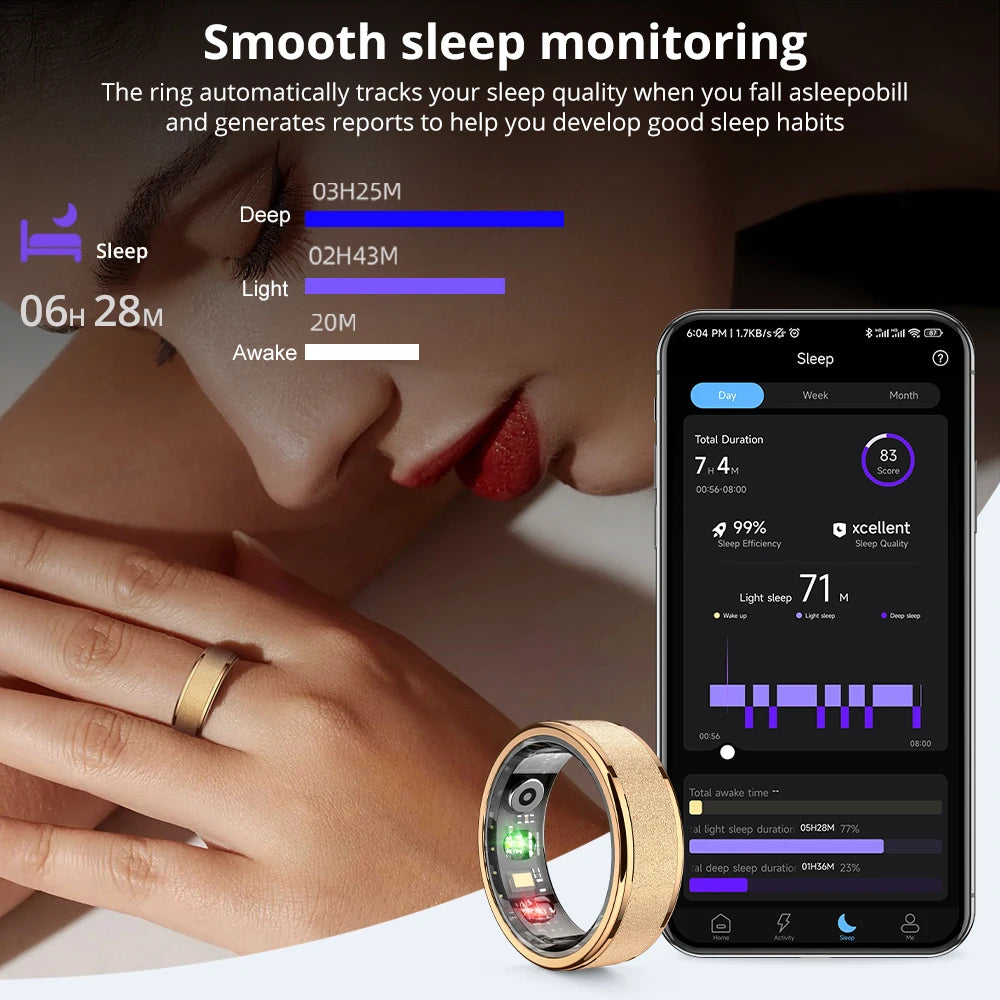 COLMI R10 Smart Ring mit Ladeetui für Männer und Frauen, Gesundheits- und Schlafmonitor, 5ATM wasserdicht, Multi-Sport-Modus