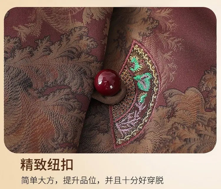 Damenmantel im chinesischen Stil mit Blumenmuster, gefüttert mit Fleece, aus Baumwolle, dicker Wintermantel, Tang-Anzugjacke für ältere Damen, Mütter und Großmütter.