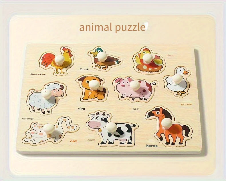 Montessori Früherziehung Geometrie Anfänger Puzzle Board, handgehaltene Puzzle Entwicklung mit festem Board, Puzzle Block Form passend