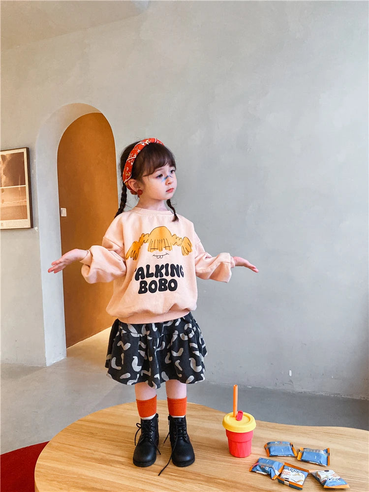 Koreanische INS 2024 kinder Herbst Winter Lange Hülse O-ansatz Sweatshirt Nette Tops für Mädchen Und Jungen Baby Pullover Kinder Kleidung