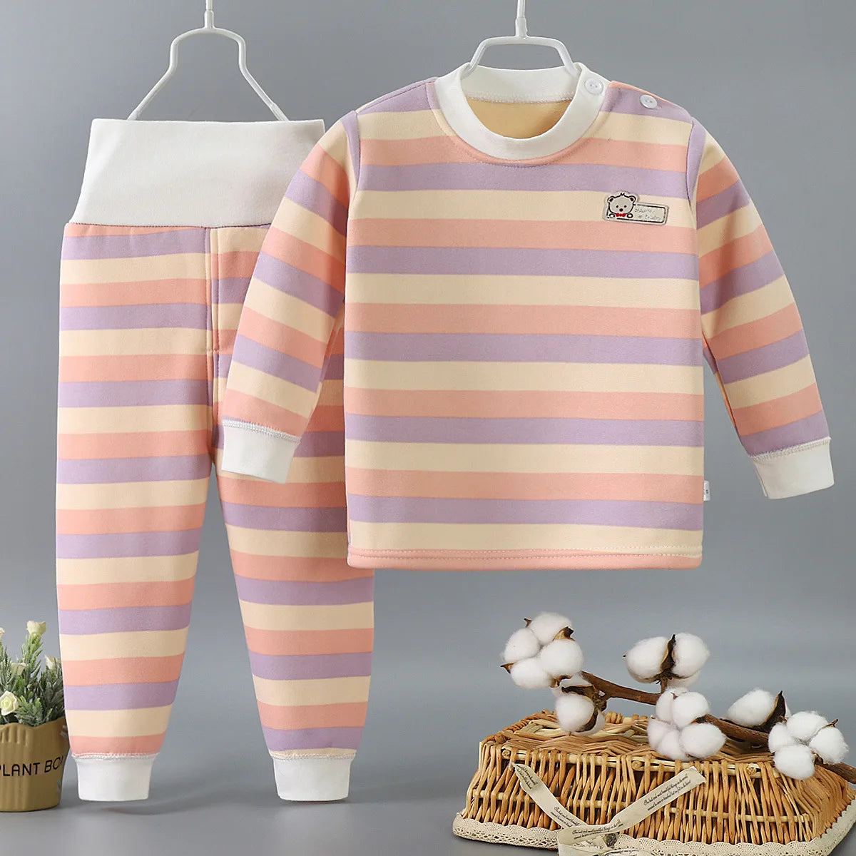 Verdicken Warme Plüsch Kinder Sets Kinder Kleidung Junge Mädchen Unterwäsche Anzüge Herbst Winter Kinder Kleidung