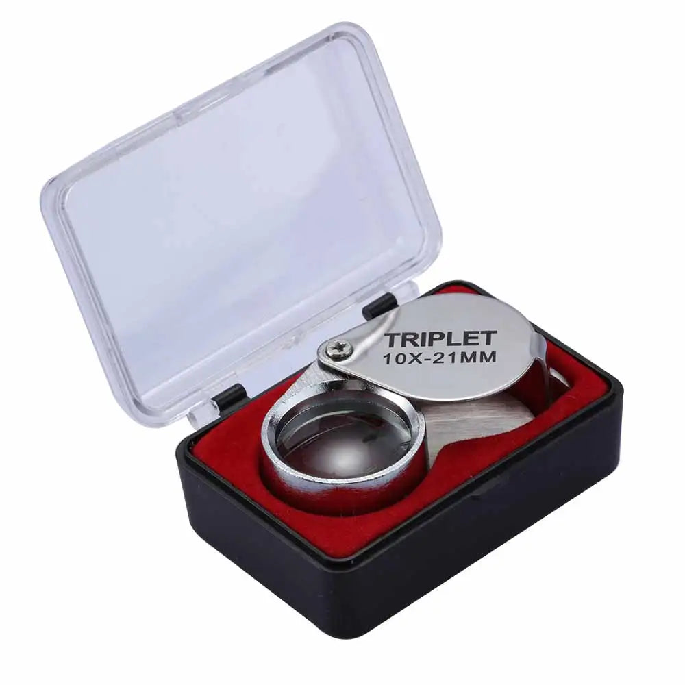 10-30x Pocket Magnifier Magnifying Glass Jewelry Loupe Foldable Diamond Lupa Triplet Jewelers Eye Glass Tool Reading Magnifier