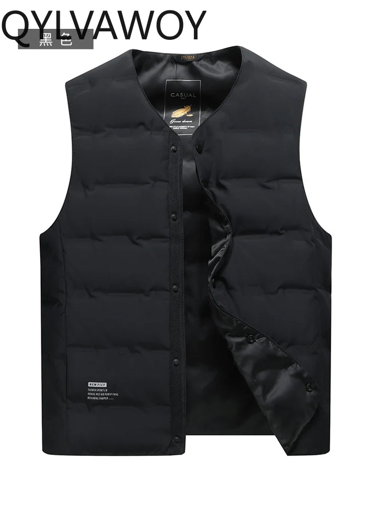 QYLVAWOY Herren Mittleren Alters Ältere Papas Herbst Winter Daunenweste Opa Gilet Dünner Stil Ärmellose Jacke LJ2105
