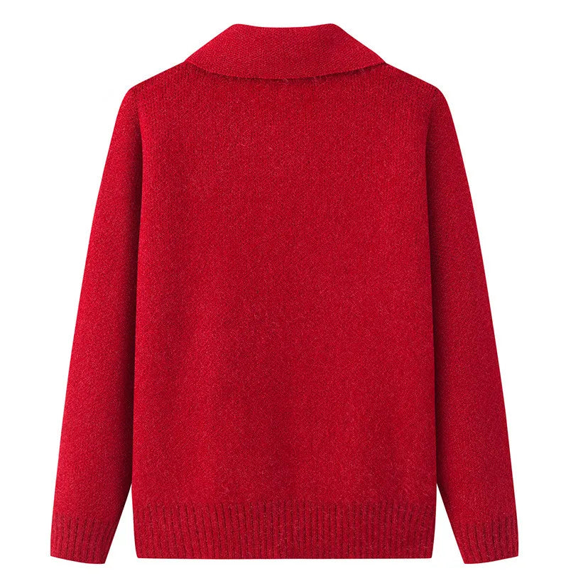 Kaschmir Oma Herbst Winter Verdicken Pullover Top Mittleren Alters Ältere Frauen Kleidung Mutter Strickjacke Warme Pullover Mantel XL-4XL