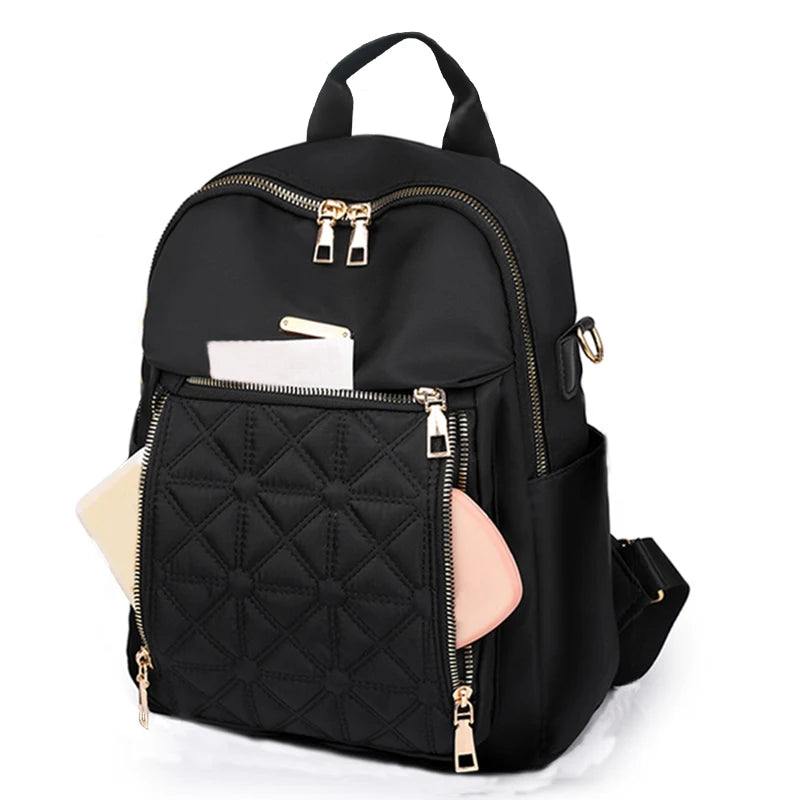 Eleganter Damenrucksack mit geprägtem Muster, gepolsterter Riemen, diebstahlsicherer Rucksack, geeignet für Schule und kurze Reisen