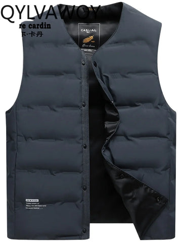 QYLVAWOY Herren Mittleren Alters Ältere Papas Herbst Winter Daunenweste Opa Gilet Dünner Stil Ärmellose Jacke LJ2105
