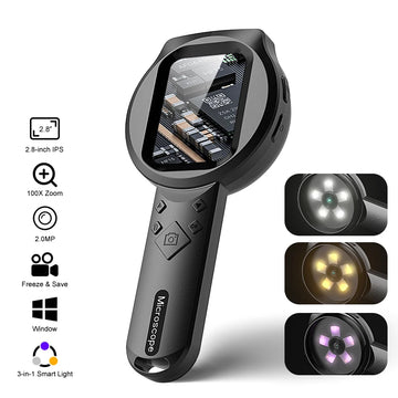 2.8'' IPS Digital Magnifier HD 1080P 100X Portable Microscope Handheld Magnifying for Electronics Repair Jewelry Inspection