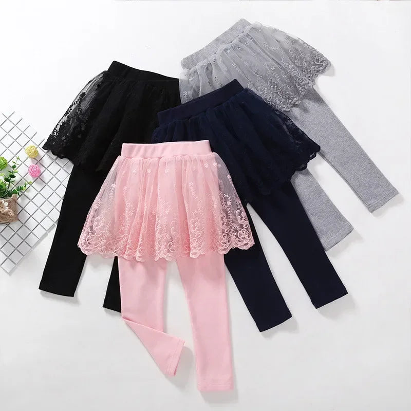 Neue Baby Mädchen Leggings Spitze Prinzessin Rock-hosen Frühling Herbst Kinder Dünne Rock Hosen für 2-7 Jahre kinder Kleidung