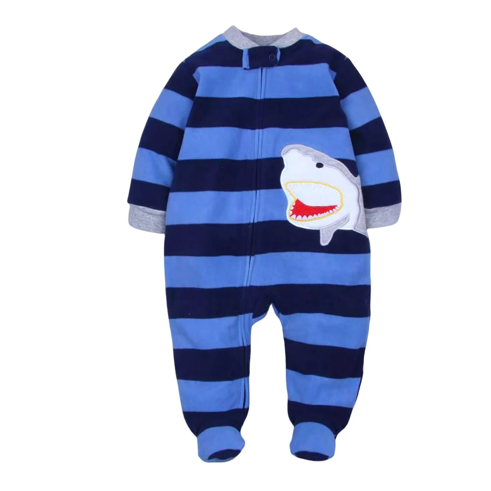 Neugeborenen-Strampler Frühling Herbst Fleece Reißverschluss Jungen Mädchen Pyjama Outfit Tier-Jumpsuit Säuglingskleidung 0-12 Monate
