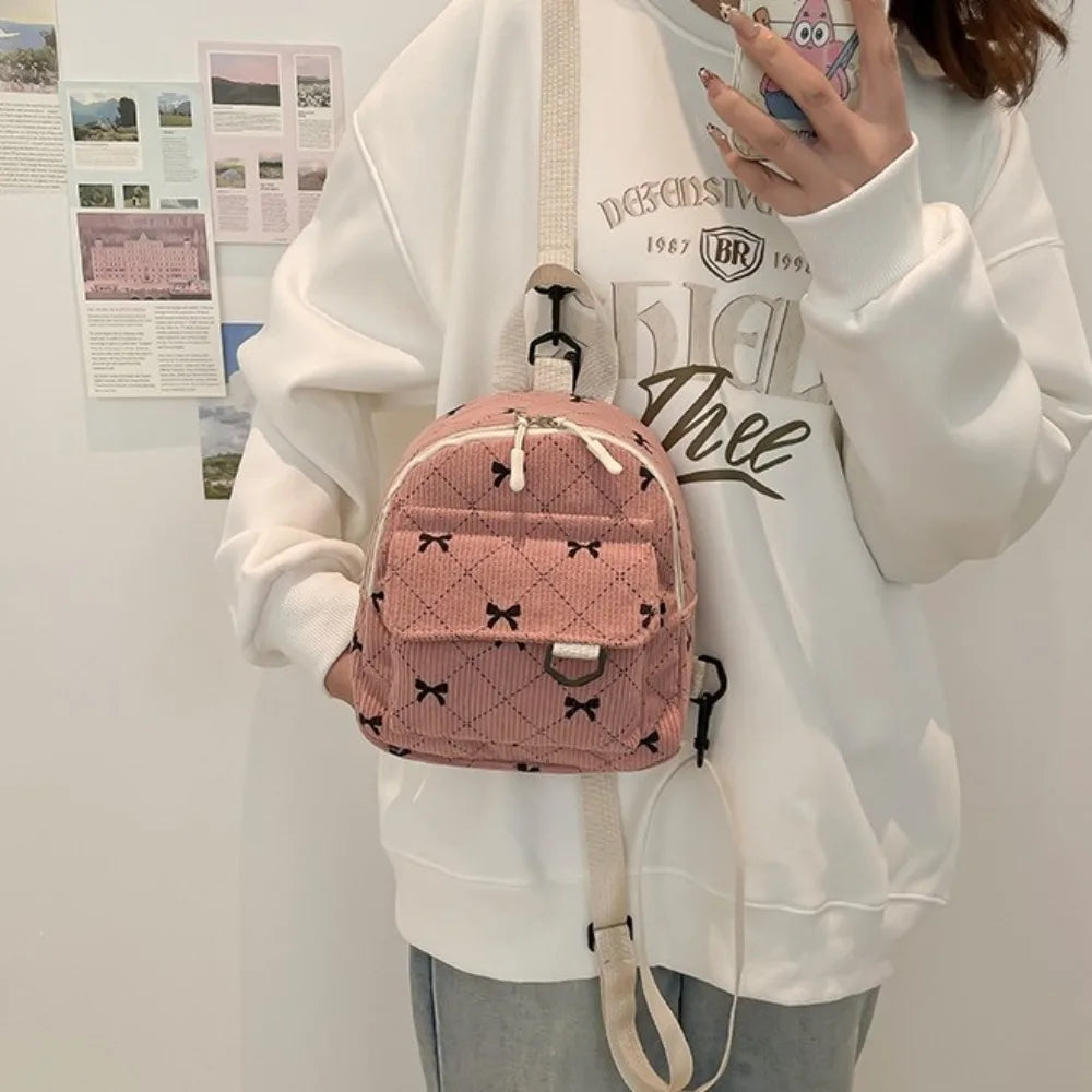 Mini Rucksack Süße Bowknot Gedruckt Schulter Tasche Reise Kosmetische Lagerung Tasche Koreanische Ins Student Bookbags Casual Rucksack