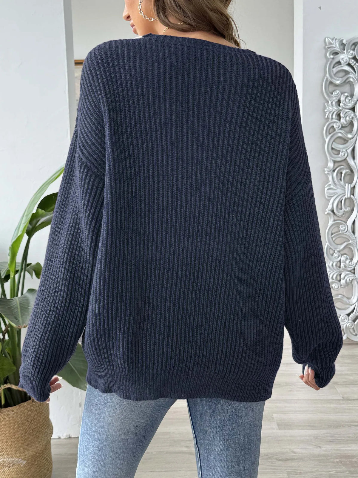 Frauen Invierno Pull Automne Femme Modische V-ausschnitt Lange ärmeln Lose Einfarbig Spleißen Pullover Pullover Herbst Modus Damen