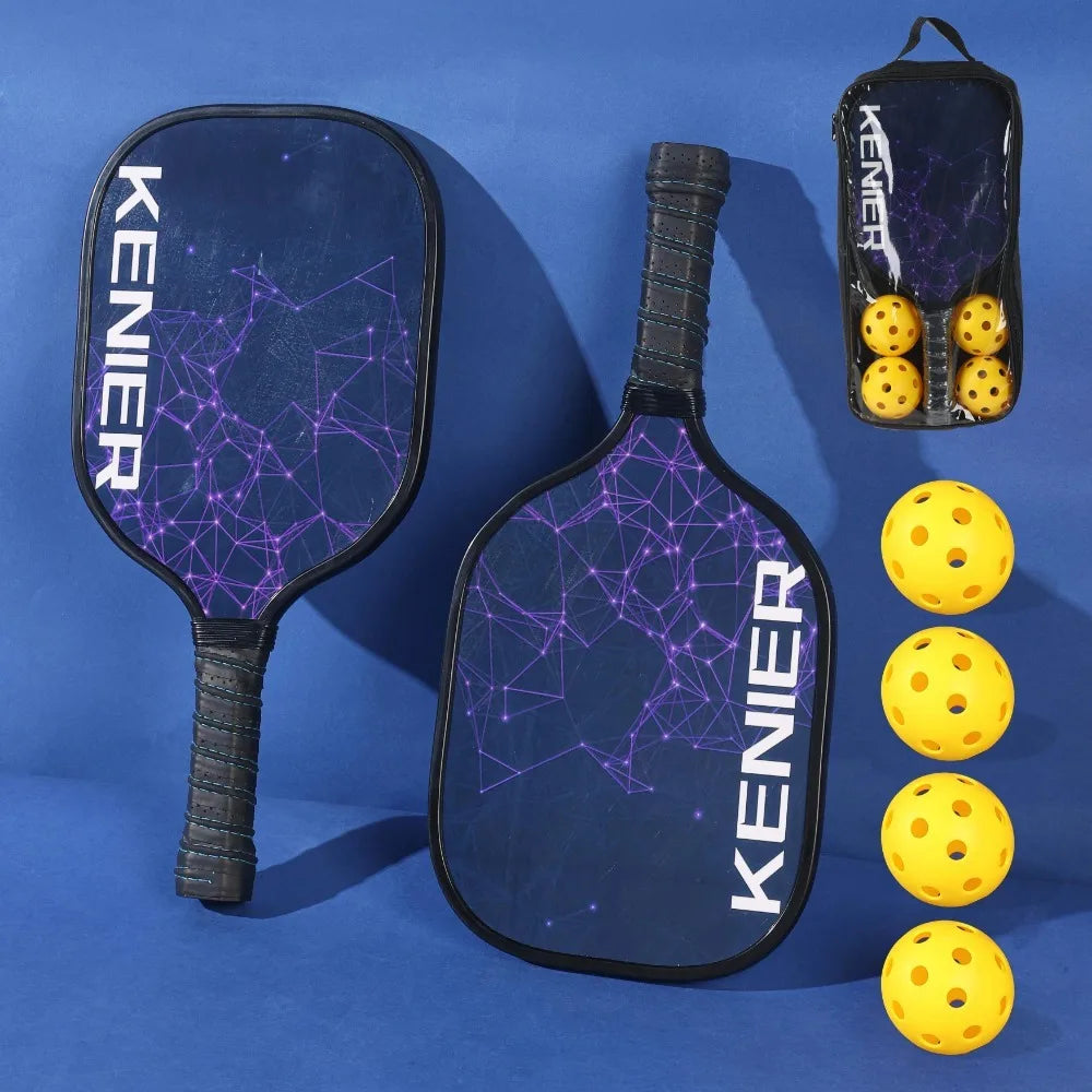 Stoßfestes Pickleball-Paddel-Set, rutschfester Griff, hochelastisches Schläger-Set mit 2 Schlägern und 4 Pickleballs